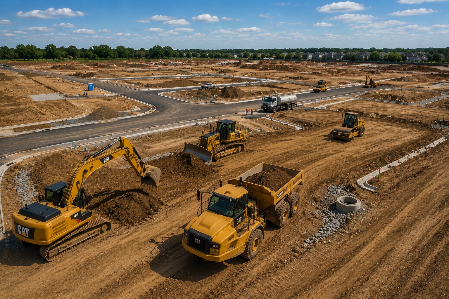 Large land development construction site