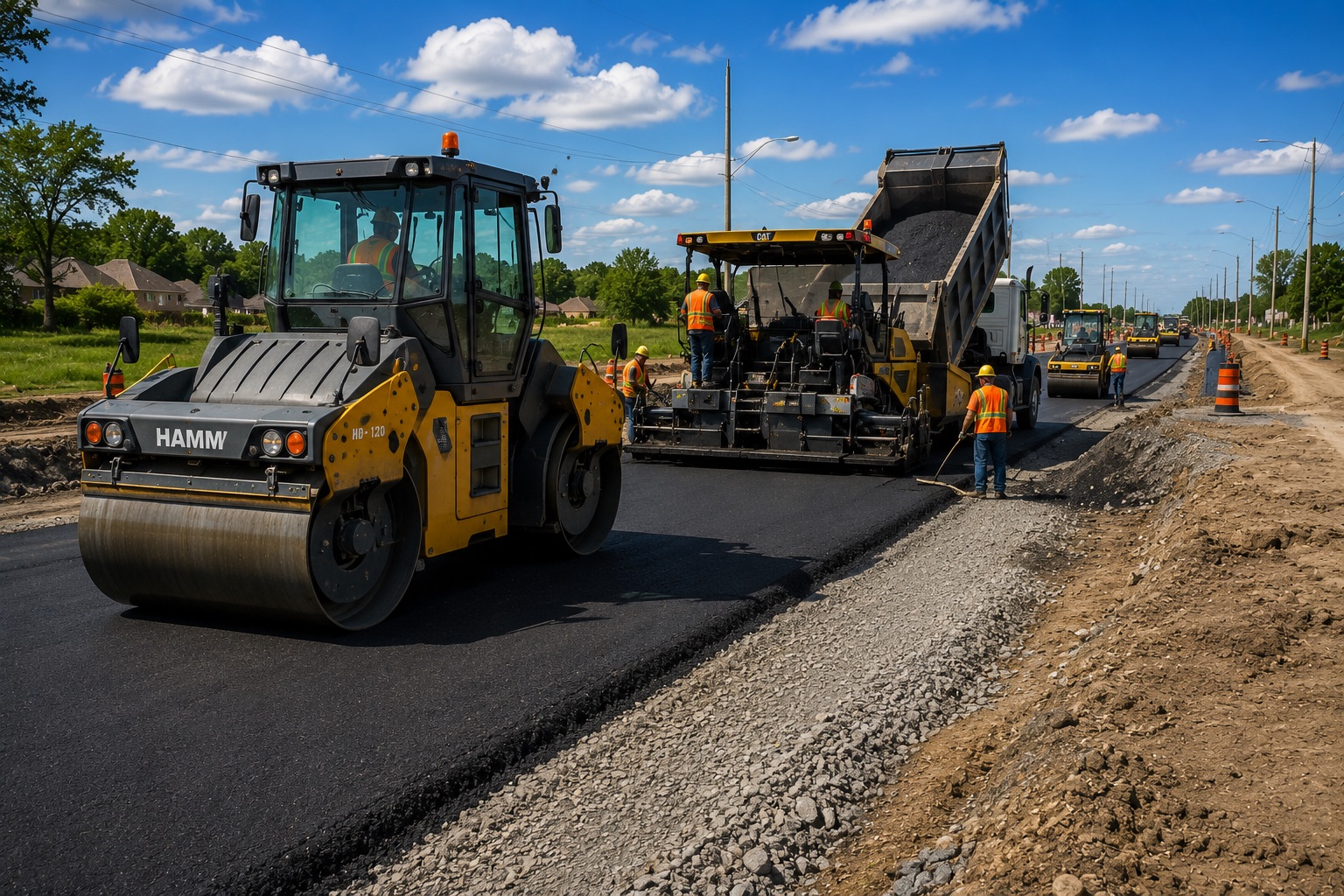 Road construction and paving work