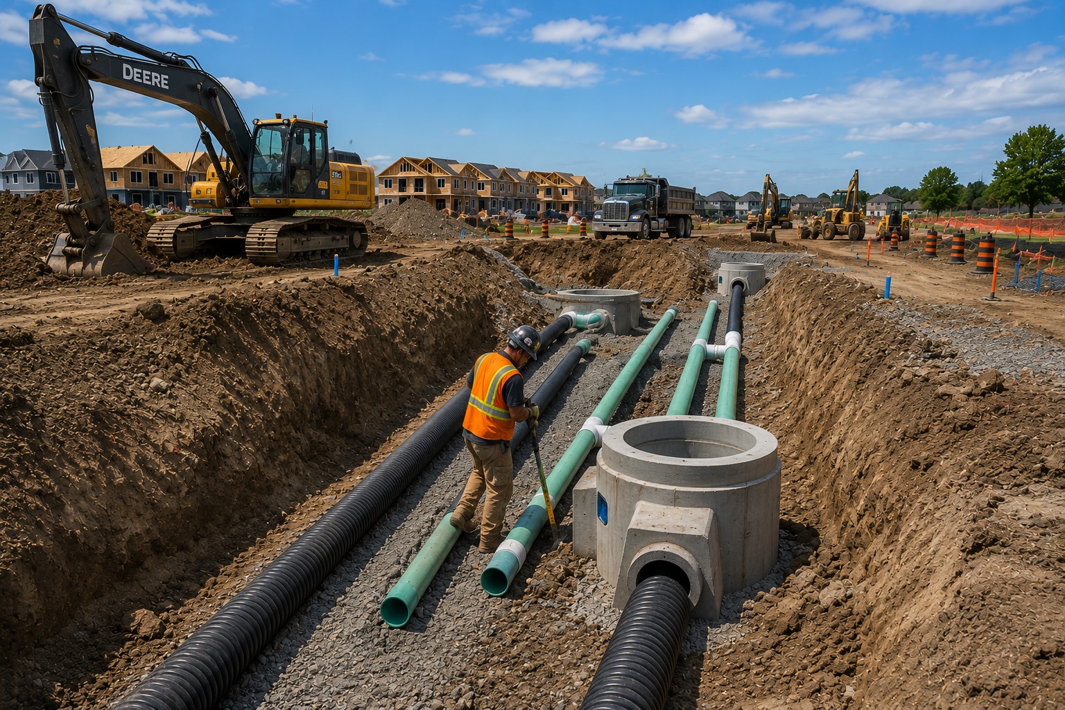 Underground site servicing construction
